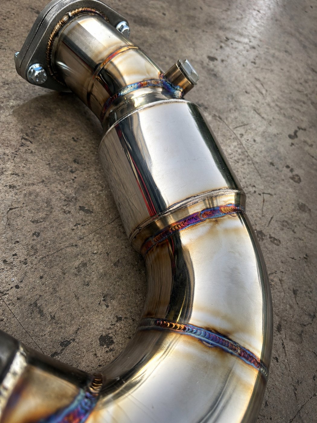 Burnt titanium downpipe